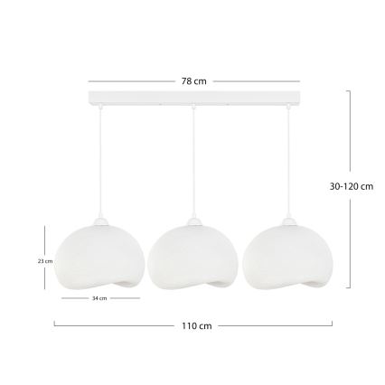Brilagi - WABI SABI piekaramā lustra uz vada 3xE27/40W/230V, balta