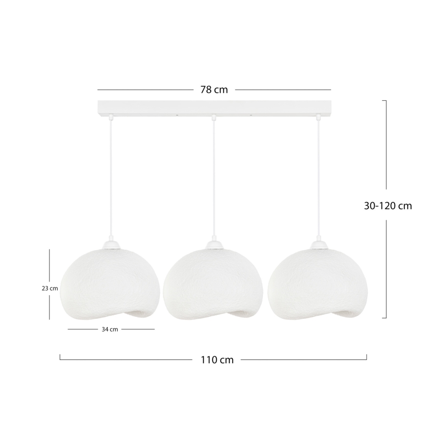 Brilagi - WABI SABI piekaramā lustra uz vada 3xE27/40W/230V, balta