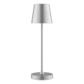 Brilliant - ar regulējamu spilgtumu, uzlādējama ar skārienvadību āra LED galda lampa ELORA LED/2,5W/5V 2700K 2600 mAh IP44 sudraba