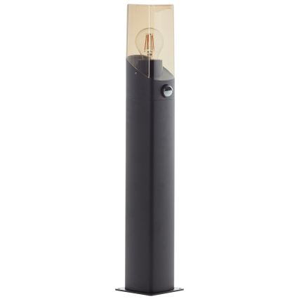 Brilliant - Āra lampa ar sensoru MINOU 1xE27/10W/230V IP44 melna/dūmakains