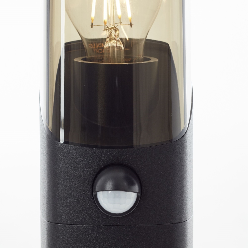 Brilliant - Āra lampa ar sensoru MINOU 1xE27/10W/230V IP44 melna/dūmakains