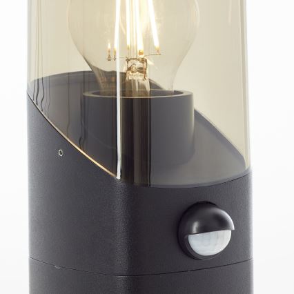 Brilliant - Āra lampa ar sensoru MINOU 1xE27/10W/230V IP44 melna/dūmakains