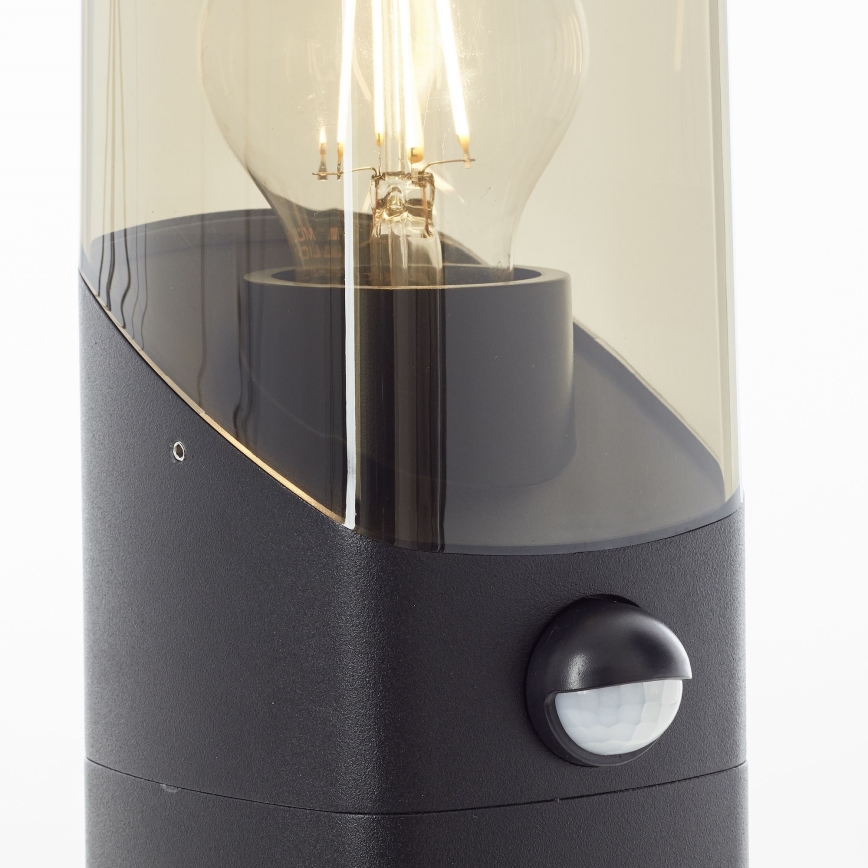 Brilliant - Āra lampa ar sensoru MINOU 1xE27/10W/230V IP44 melna/dūmakains