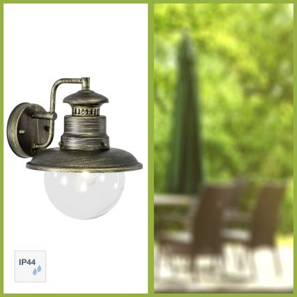 Brilliant - Āra sienas lampa ARTU 1xE27/60W/230V IP44 patina/zelta
