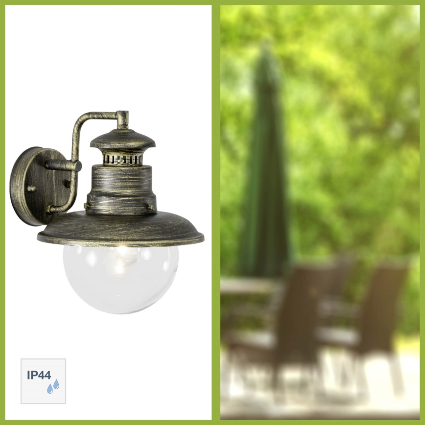 Brilliant - Āra sienas lampa ARTU 1xE27/60W/230V IP44 patina/zelta