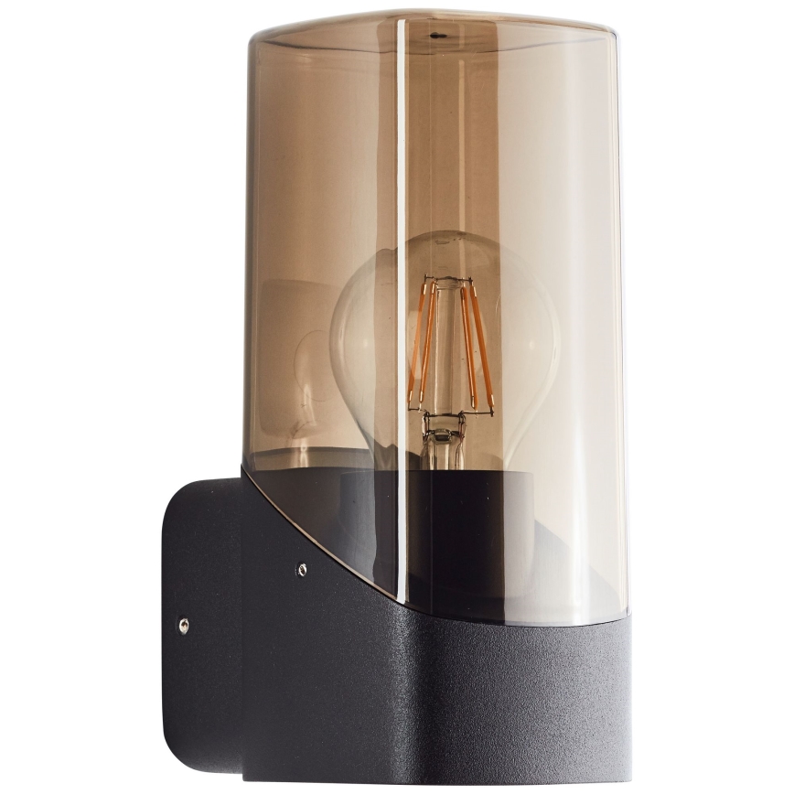 Brilliant - Āra sienas lampa MINOU 1xE27/10W/230V IP44 melna/dūmakains