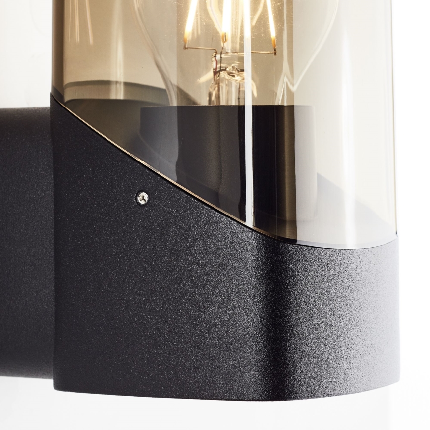 Brilliant - Āra sienas lampa MINOU 1xE27/10W/230V IP44 melna/dūmakains