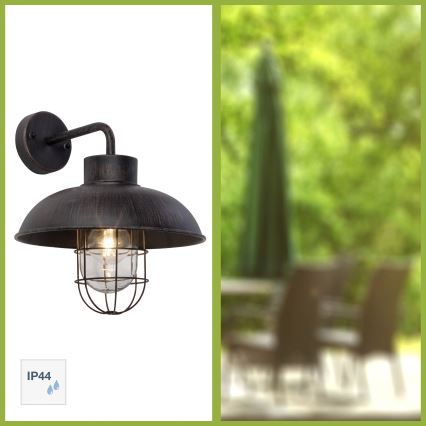 Brilliant - Āra sienas lampa PORTLAND 1xE27/60W/230V melna/patina