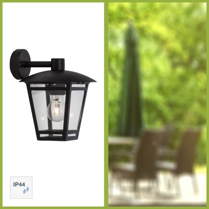 Brilliant - Āra sienas lampa RILEY 1xE27/40W/230V IP44 melna