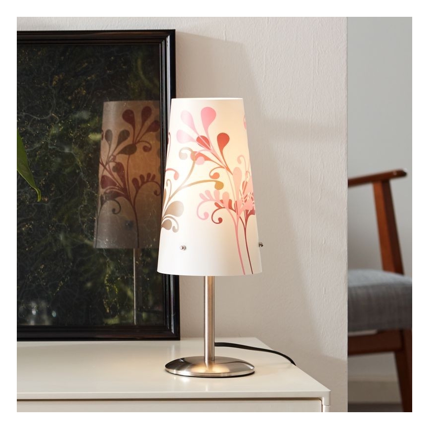 Brilliant - Galda lampa ISI 1xE14/40W/230V balta/rozā/spīdīgi hromēts