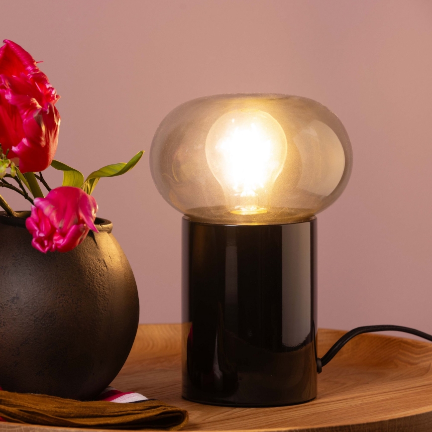Brilliant - Galda lampa KNUT 1xE27/25W/230V melna/caurspīdīga