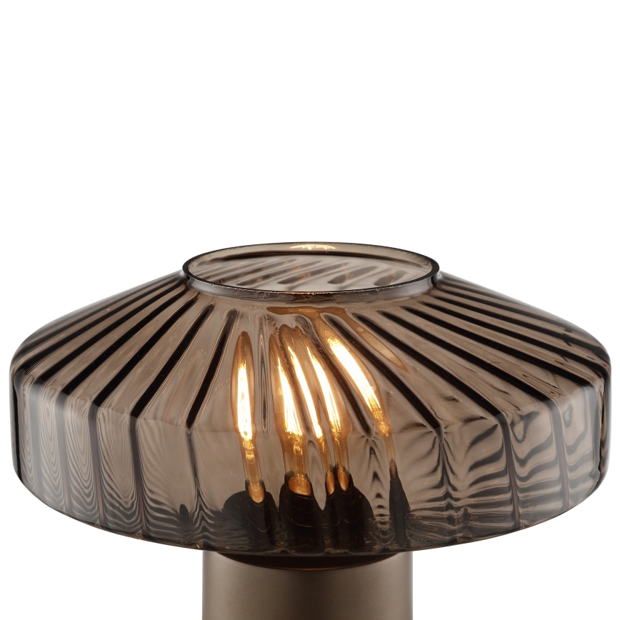 Brilliant - Galda lampa LYN 1xE27/20W/230V brūna/dūmakaina brūna