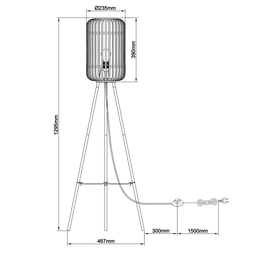 Brilliant - Grīdas lampa WOODROW 1xE27/60W/230V bambuss