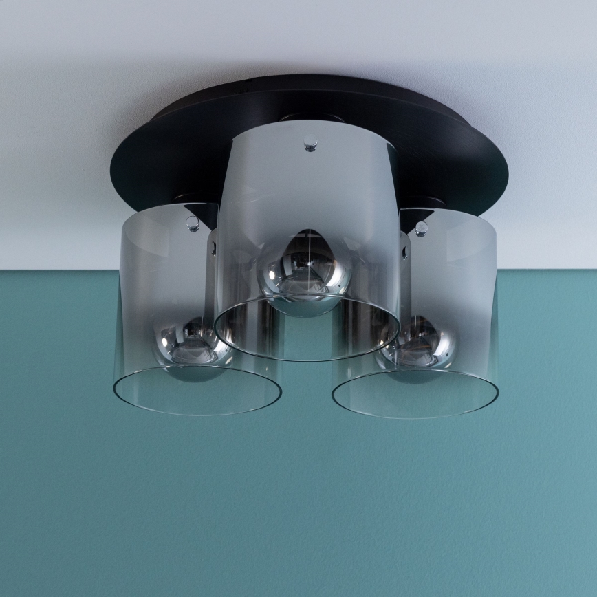 Brilliant - Griestu gaismeklis BETH 3xE27/60W/230V Ø 37 cm melna/dūmakaina