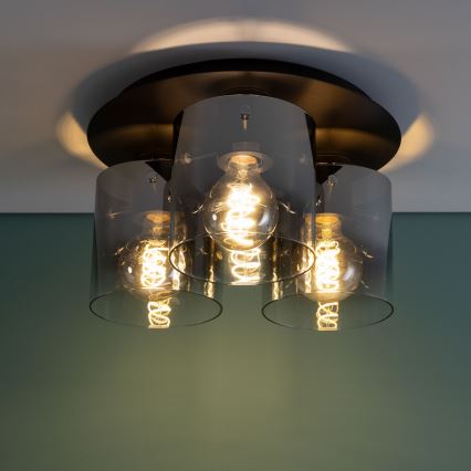 Brilliant - Griestu lampa BETH 3xE27/60W/230V melna/dūmakaina