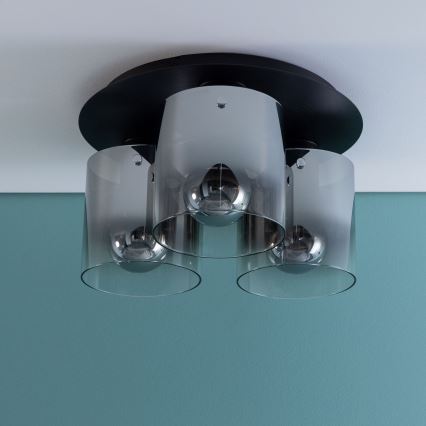 Brilliant - Griestu lampa BETH 3xE27/60W/230V melna/dūmakaina