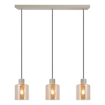 Brilliant - Griestu lampa uz troses LYSKA 3xE27/20W/230V krēmkrāsaina/dūmakaini bēša
