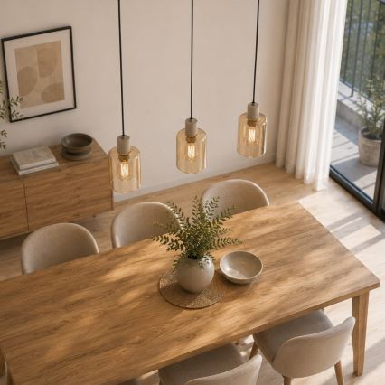 Brilliant - Griestu lampa uz troses LYSKA 3xE27/20W/230V krēmkrāsaina/dūmakaini bēša