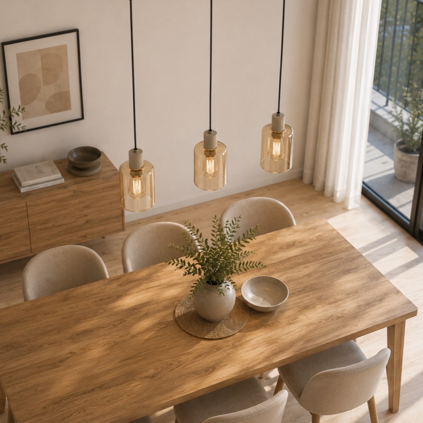Brilliant - Griestu lampa uz troses LYSKA 3xE27/20W/230V krēmkrāsaina/dūmakaini bēša