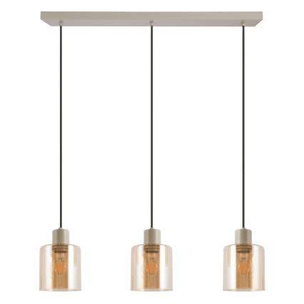 Brilliant - Griestu lampa uz troses LYSKA 3xE27/20W/230V krēmkrāsaina/dūmakaini bēša