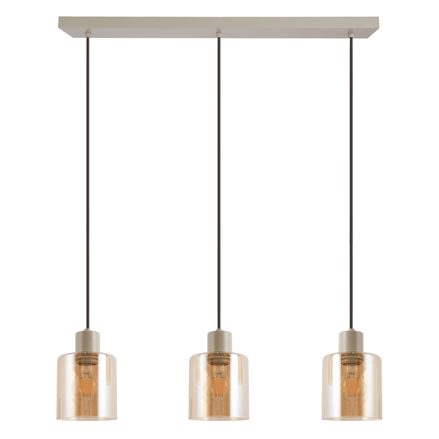 Brilliant - Griestu lampa uz troses LYSKA 3xE27/20W/230V krēmkrāsaina/dūmakaini bēša