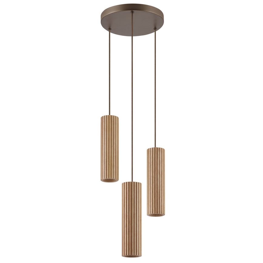 Brilliant - Karājoša lampa ar kabeli LAKEWOOD 3xGU10/10W/230V Ø 28 cm, brūna