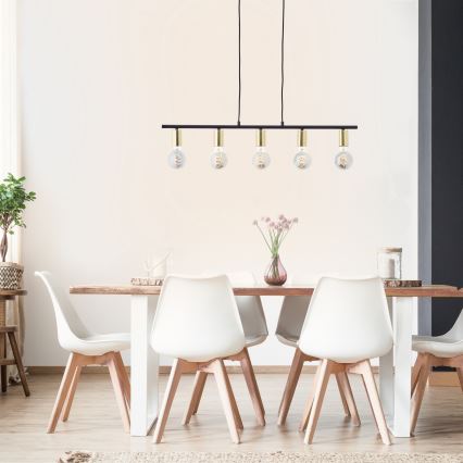 Brilliant - KERRY lustra uz kabeļa 5xE27/40W/230V melna/misiņš