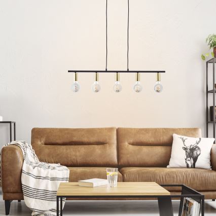 Brilliant - KERRY lustra uz kabeļa 5xE27/40W/230V melna/misiņš