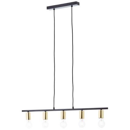 Brilliant - KERRY lustra uz kabeļa 5xE27/40W/230V melna/misiņš