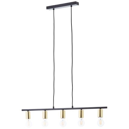 Brilliant - KERRY lustra uz kabeļa 5xE27/40W/230V melna/misiņš