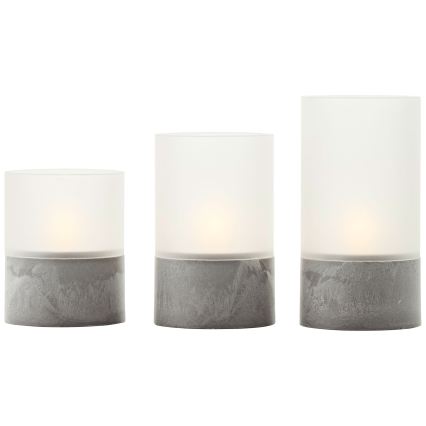 Brilliant - Komplekts 3x LED svece BOUGIE LED/2xAA IP44 pelēka/balta