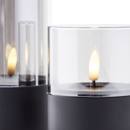 Brilliant - Komplekts 3x LED sveces BOUGIE LED/2xAA IP44 melna/dūmakaina