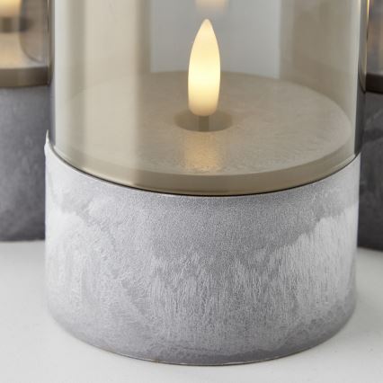 Brilliant - komplekts 3x LED sveces BOUGIE LED/2xAA IP44 pelēkas/dūmainas