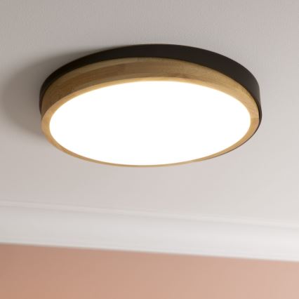 Brilliant - LED Aptumšojama griestu lampa BAARLO LED/24W/230V d. 35 cm melna/gumijkoks - FSC sertificēts