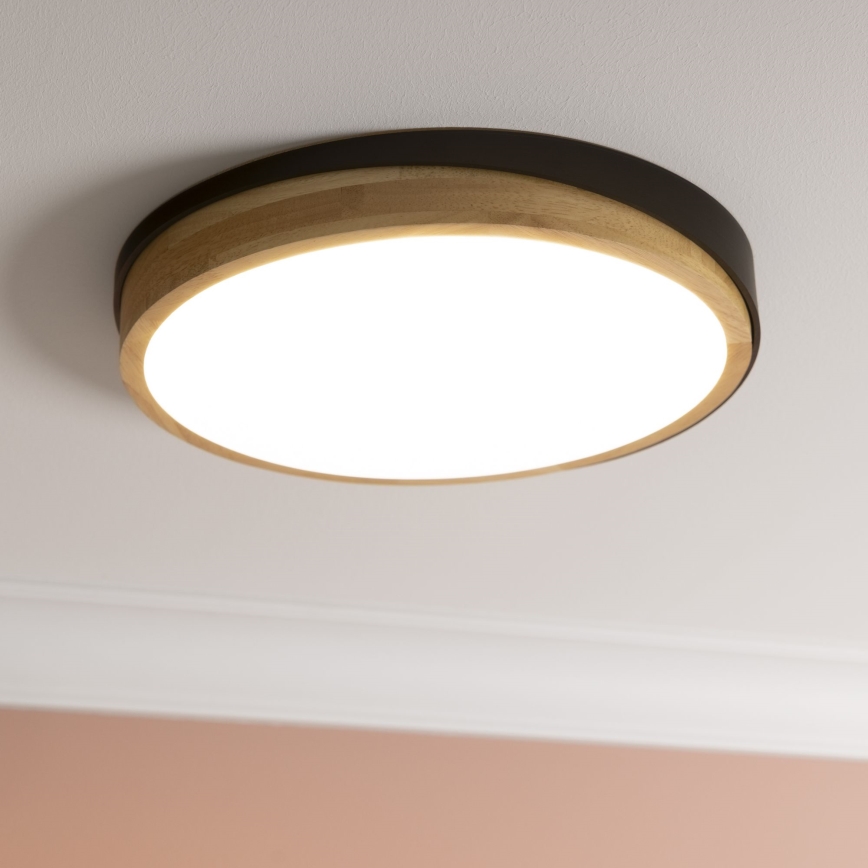 Brilliant - LED Aptumšojama griestu lampa BAARLO LED/24W/230V d. 35 cm melna/gumijkoks - FSC sertificēts