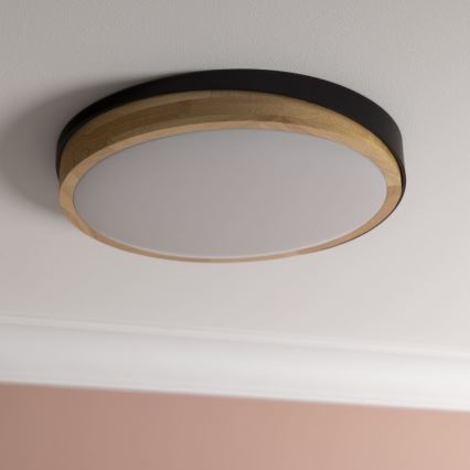 Brilliant - LED Aptumšojama griestu lampa BAARLO LED/24W/230V d. 35 cm melna/gumijkoks - FSC sertificēts