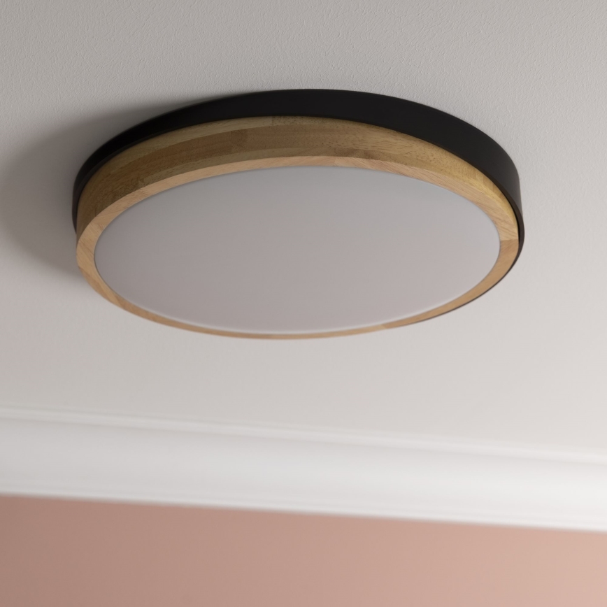 Brilliant - LED Aptumšojama griestu lampa BAARLO LED/24W/230V d. 35 cm melna/gumijkoks - FSC sertificēts