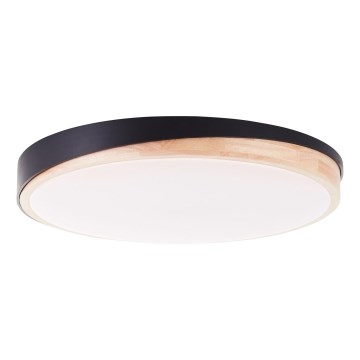 Brilliant - LED Aptumšojama griestu lampa BAARLO LED/36W/230V 3000-6500K d. 50 cm melna/gumijkoks + tālvadības pults - FSC sertificēts