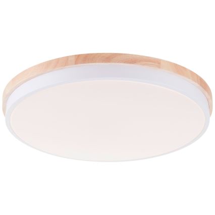 Brilliant - LED Aptumšojama griestu lampa BAARLO LED/36W/230V 3000-6500K d. 50 cm balta/gumijkoks + tālvadības pults - FSC sertificēts