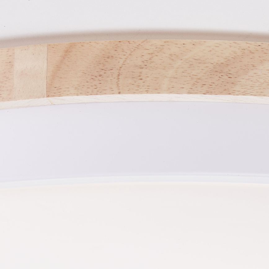 Brilliant - LED Aptumšojama griestu lampa BAARLO LED/36W/230V 3000-6500K d. 50 cm balta/gumijkoks + tālvadības pults - FSC sertificēts