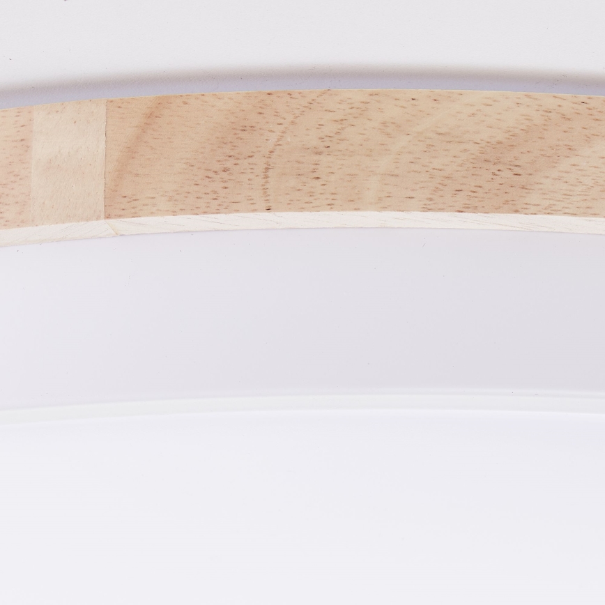 Brilliant - LED Aptumšojama griestu lampa BAARLO LED/36W/230V 3000-6500K d. 50 cm balta/gumijkoks + tālvadības pults - FSC sertificēts