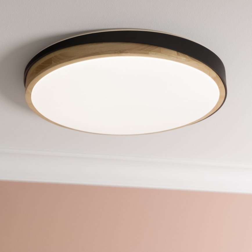 Brilliant - LED Aptumšojama griestu lampa BAARLO LED/36W/230V 3000-6500K d. 50 cm melna/gumijkoks + tālvadības pults - FSC sertificēts