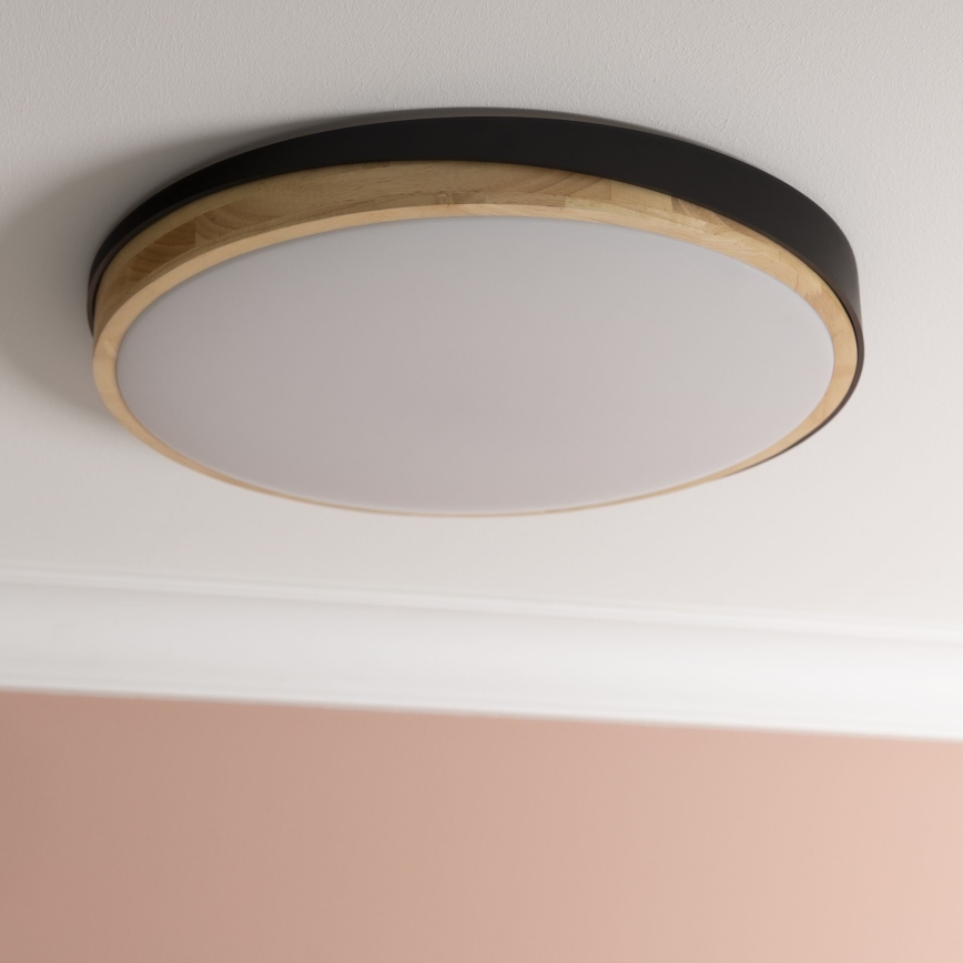 Brilliant - LED Aptumšojama griestu lampa BAARLO LED/36W/230V 3000-6500K d. 50 cm melna/gumijkoks + tālvadības pults - FSC sertificēts