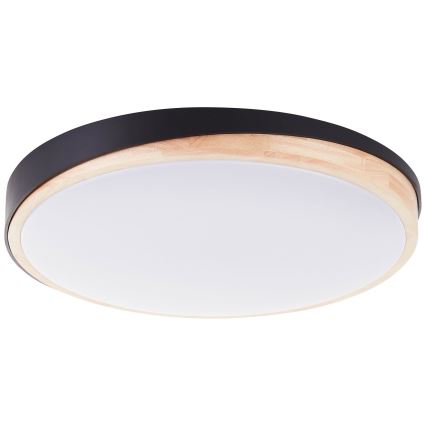 Brilliant - LED Aptumšojama griestu lampa BAARLO LED/36W/230V 3000-6500K d. 50 cm melna/gumijkoks + tālvadības pults - FSC sertificēts