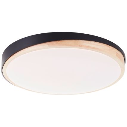 Brilliant - LED Aptumšojama griestu lampa BAARLO LED/36W/230V 3000-6500K d. 50 cm melna/gumijkoks + tālvadības pults - FSC sertificēts