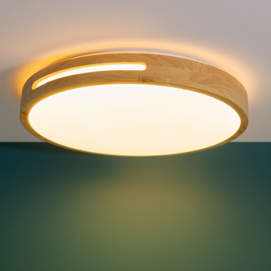 Brilliant - LED Aptumšojama griestu lampa WOODBURY LED/24W/230V d. 39 cm gumijkoks - FSC sertificēts