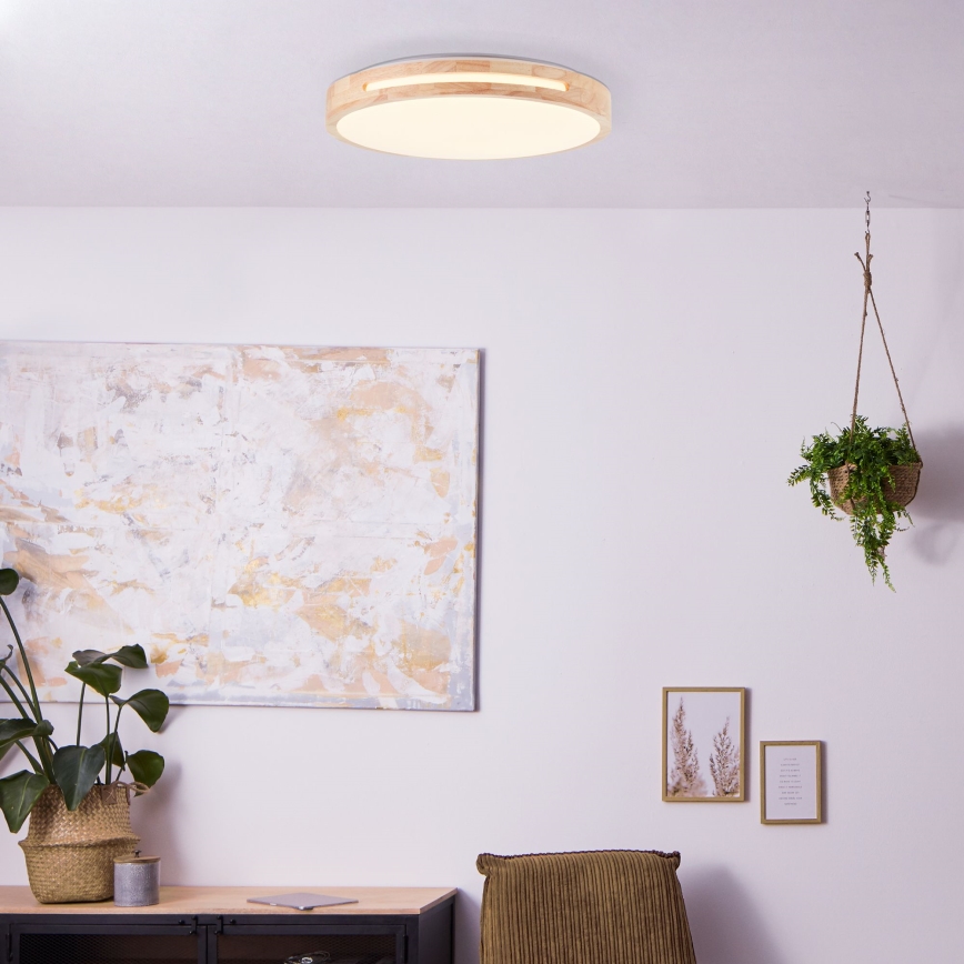 Brilliant - LED Aptumšojama griestu lampa WOODBURY LED/24W/230V d. 39 cm gumijkoks - FSC sertificēts