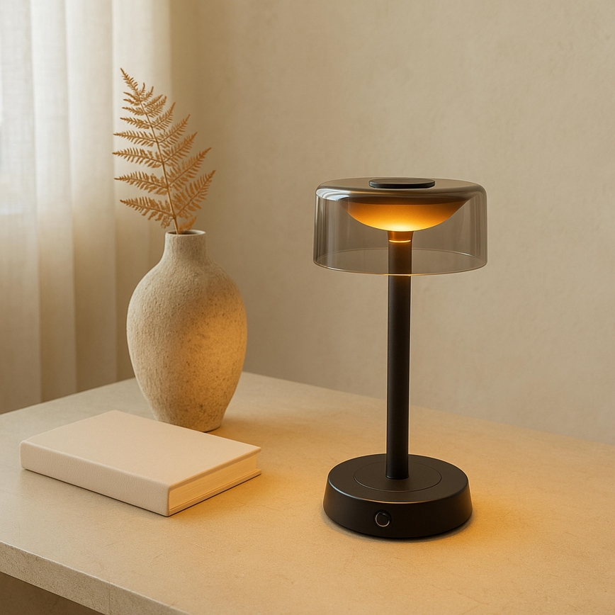 Brilliant - LED aptumšojama uzlādējama ar pieskāriena vadību āra galda lampa RAZOR LED/2,5W/5V 2700K 2600 mAh IP44 melna