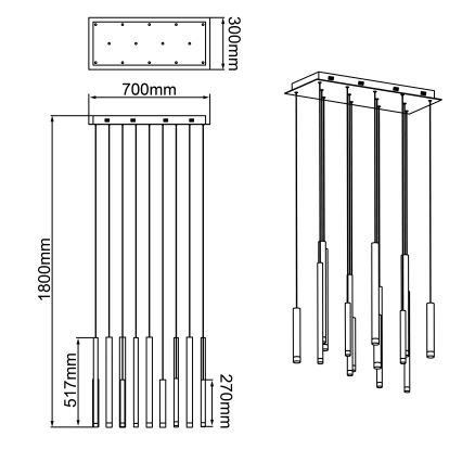 Brilliant - regulējama LED lustra uz troses CEMBALO LED/60W/230V matēts hroms/melns/brūns