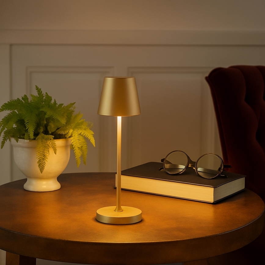 Brilliant - LED Regulējama, uzlādējama, skārienvadāma āra galda lampa ELORA LED/2,5W/5V 2700K 2600 mAh IP44 zelta